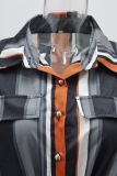 Casual Solid Buckle With Belt Turndown Collar Jumpsuits