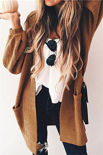 Casual Solid Cardigan Outerwear
