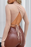 Fashion Casual Solid Patchwork Turtleneck T-Shirts