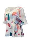 Casual Print Flounce V Neck T-Shirts