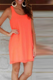 Casual Solid Patchwork O Neck Straight Dresses