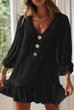 Fashion Simplicity Solid Patchwork V Neck A Line Dresses