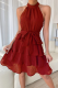 Casual Solid Mesh Halter Mesh Dress Dresses