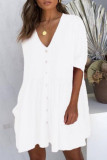 Fashion Sexy Solid Patchwork V Neck Princess Dresses