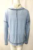 Casual Patchwork Pocket O Neck Tops