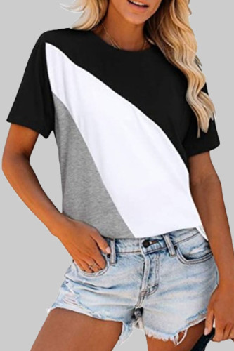 Fashion Casual Solid Patchwork O Neck T-Shirts