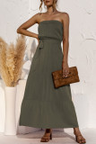 Fashion Casual Solid Patchwork Strapless A Line Dresses