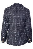 Casual Plaid Patchwork Buckle Turndown Collar Outerwear