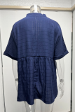 Fashion Solid Patchwork Turndown Collar Tops