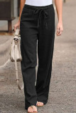 Fashion Casual Solid With Belt Loose High Waist Wide Leg Bottoms