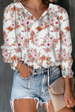 Casual Elegant Print Patchwork Frenulum V Neck Tops