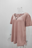 Fashion Solid Patchwork V Neck T-Shirts