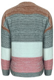 Casual Sweet Color Block Patchwork V Neck Tops