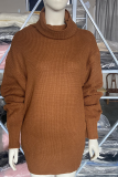 Fashion Solid Patchwork Turtleneck Tops