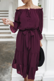 Casual Solid Patchwork Off the Shoulder Straight Dresses