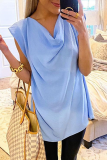 Casual Solid Patchwork U Neck Tops