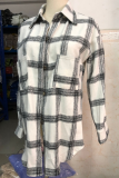 Casual Vintage Plaid Patchwork Buckle Turndown Collar Outerwear