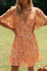 Sweet Floral Patchwork Backless Flounce V Neck A Line Dresses