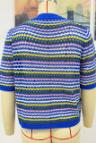 Fashion Striped Patchwork Half A Turtleneck Tops