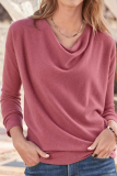 Casual Solid Patchwork Asymmetrical Collar Tops