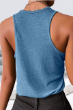 Casual Solid Patchwork U Neck Tops
