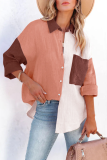 Casual Solid Patchwork Turndown Collar Tops