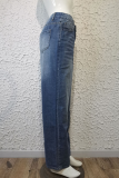 Fashion Elegant Solid Basic Straight Mid Waist Wide Leg Bottoms
