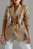 Street Solid Patchwork Turndown Collar Outerwear