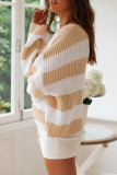Fashion Sweet Striped Contrast O Neck Tops