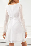 Fashion Street Solid Patchwork Square Collar A Line Dresses