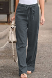 Casual Solid Patchwork Basic Loose Straight Solid Color Bottoms