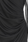 Fashion Elegant Patchwork Fold Mesh V Neck Pencil Skirt Dresses