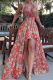 Casual Print Patchwork Halter Cake Skirt Dresses
