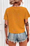 Casual Dot Patchwork V Neck Tops