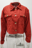 Fashion Solid Patchwork Buckle Turndown Collar Tops