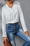 Fashion Elegant Solid Buckle Burn-out V Neck Tops