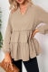 Casual Solid Patchwork Flounce V Neck Tops
