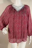 Elegant Print Patchwork Frenulum V Neck Tops