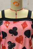 Casual Print Hollowed Out Patchwork Off the Shoulder Tops