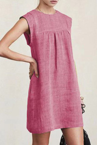 Fashion Casual Solid Patchwork O Neck Straight Dresses