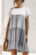 Casual Solid Patchwork O Neck Cake Skirt Dresses
