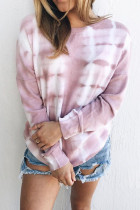 Fashion Sweet Print Patchwork O Neck Tops