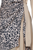 Casual Elegant Leopard Patchwork Strap Design V Neck Outerwear