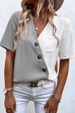 Fashion Casual Solid Patchwork V Neck Tops