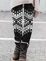 Casual Print Basic Skinny High Waist Pencil Trousers