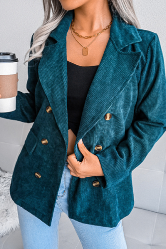 Casual Solid Patchwork Buckle Turn-back Collar Outerwear