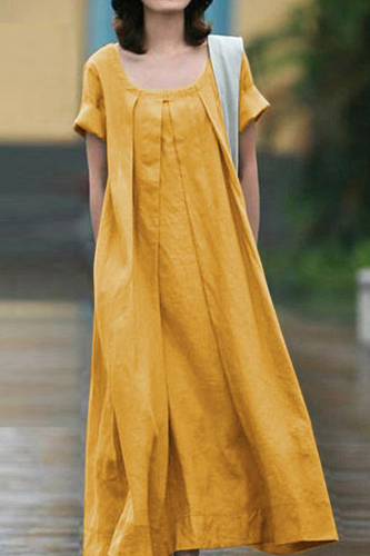 Casual Solid Patchwork U Neck A Line Dresses