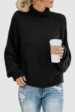 Casual Solid Patchwork Turtleneck Tops