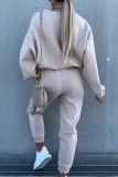 Fashion Casual Solid Patchwork Frenulum O Neck Long Sleeve Two Pieces