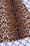 Fashion Street Animal Print Leopard Patchwork Basic Boot Cut High Waist Full Print Bottoms